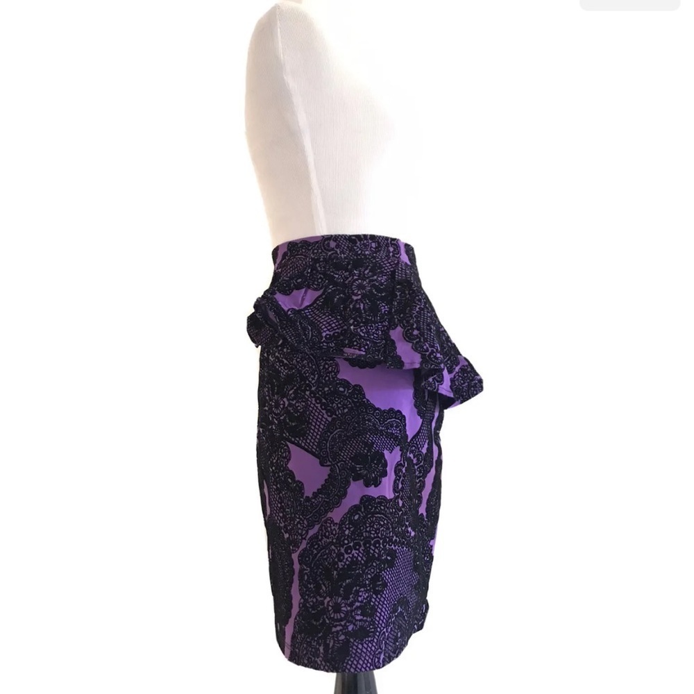 Asos | Embroidered Flounce Ruffle Skirt Size 12 Purple Pencil Mini Skater - Picture 3 of 11